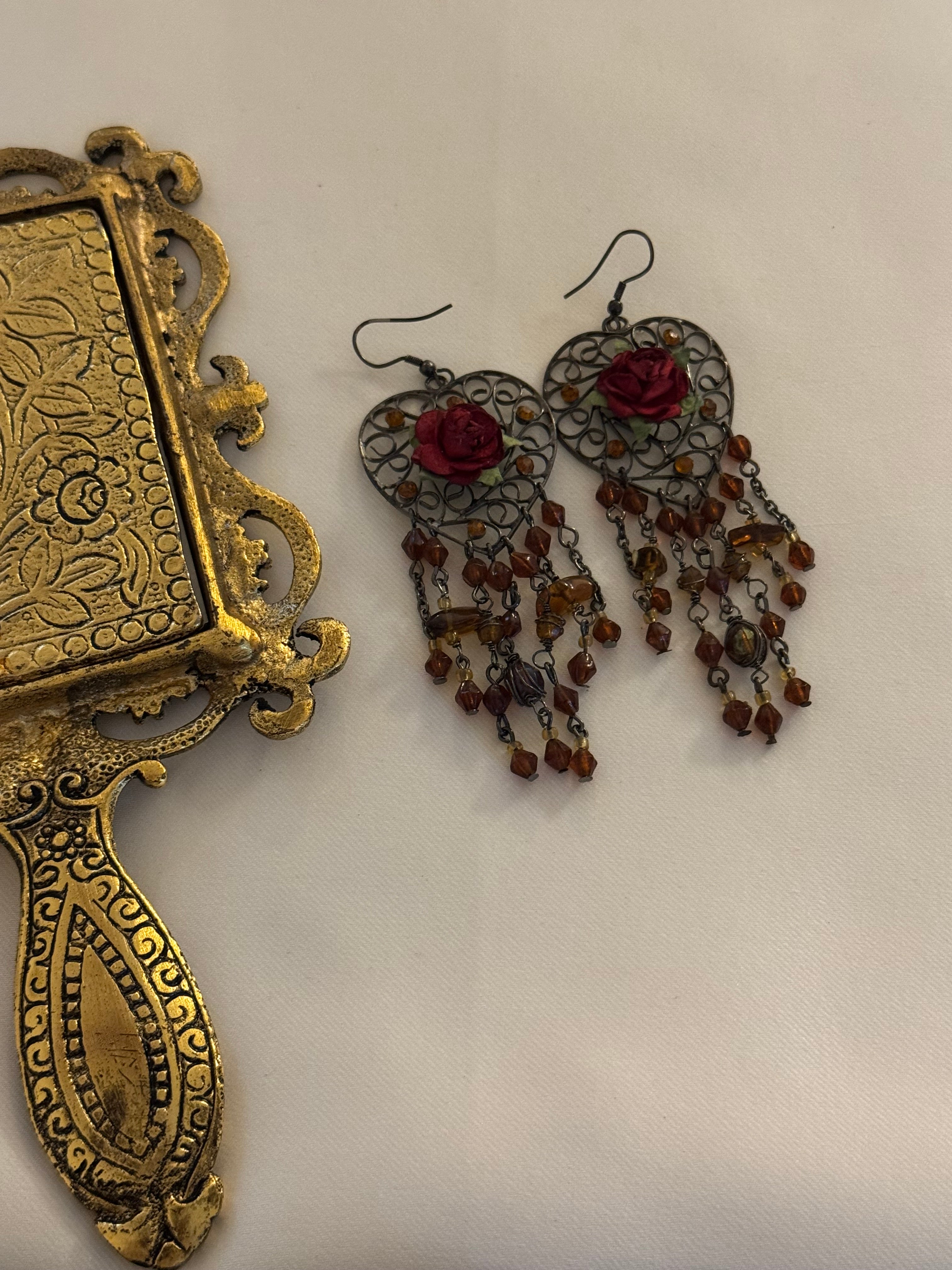 rose vintage earrings