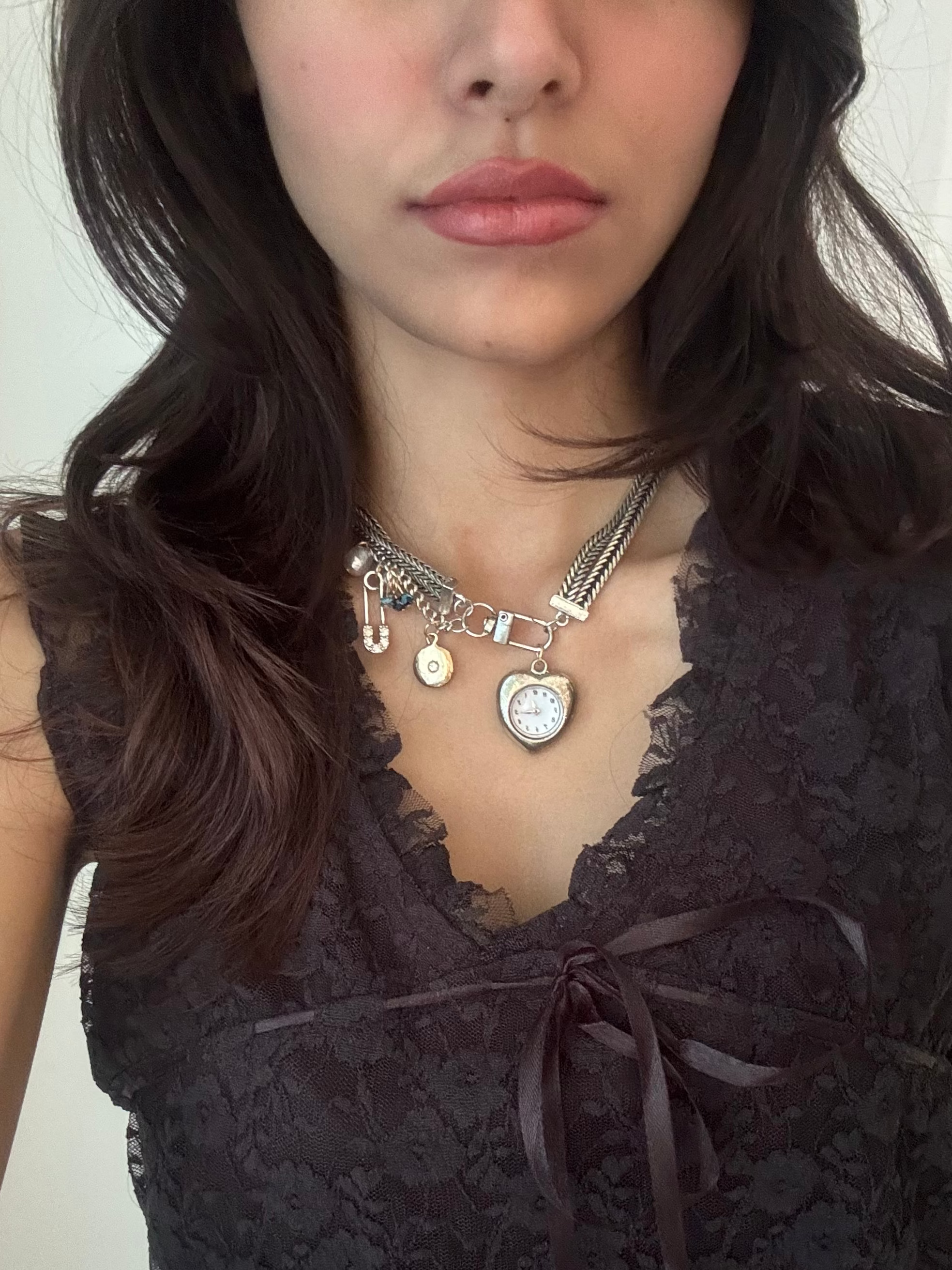 vintage watch heart pendant